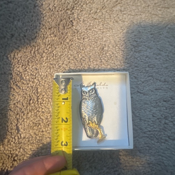 M. Shields Silversmith Owl Brooch – Shields Pewter – Artisan Wildlife Pin - Picture 5 of 5